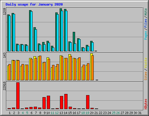 Daily usage for January 2020